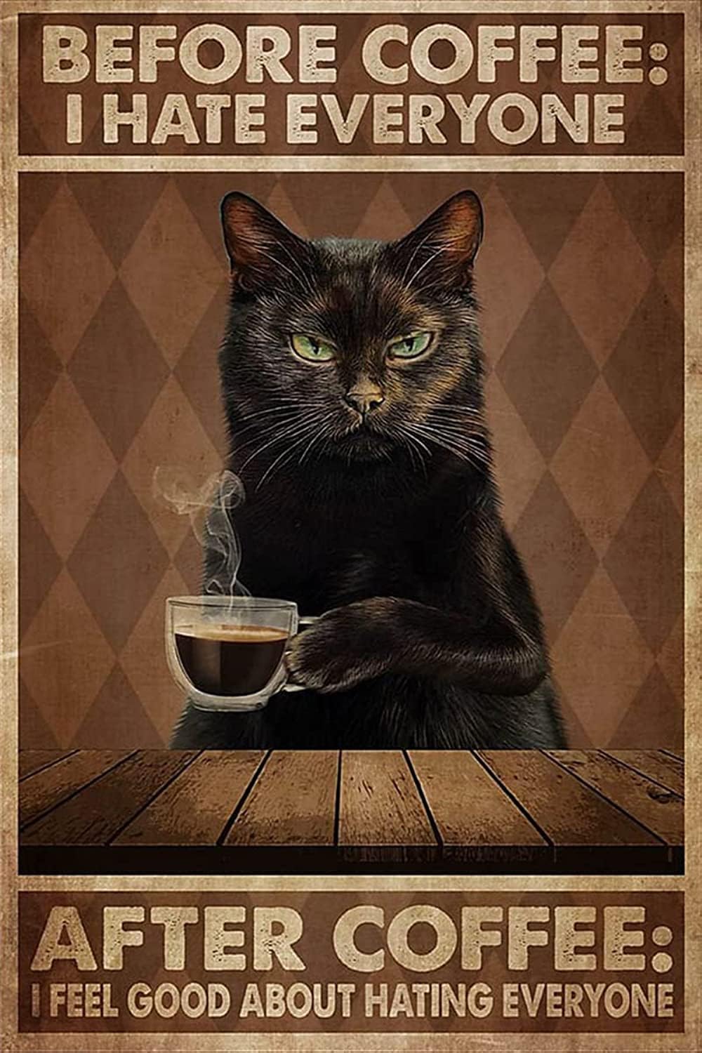 Home Bar And Coffee - Panneaux en fer vintage, motif chat