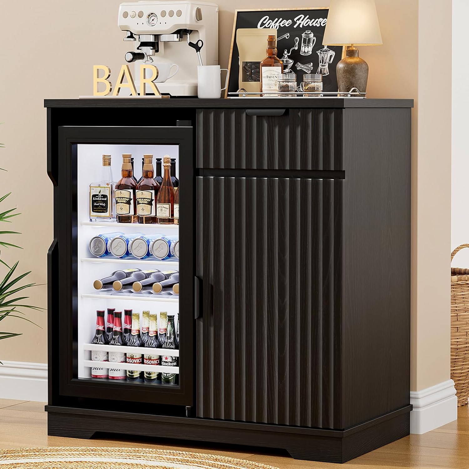 Meuble bar à café cannelé avec - Home Bar And Cabinet avis et prix